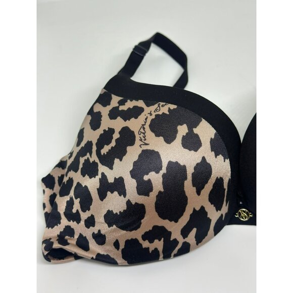 Victoria’s Secret Push-Up Bra – Leopard Print Black & Beige, Size 34B - Picture 2 of 6